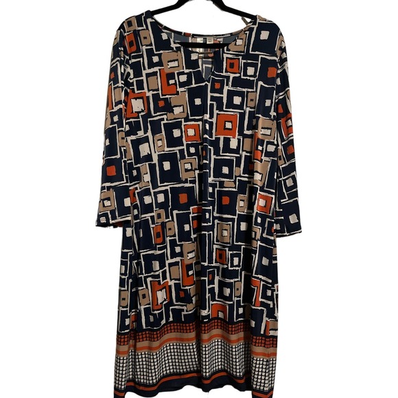 Tacera Dresses & Skirts - EUCTacera Mixed Geometric Pattern Sheath Dress Size PXL